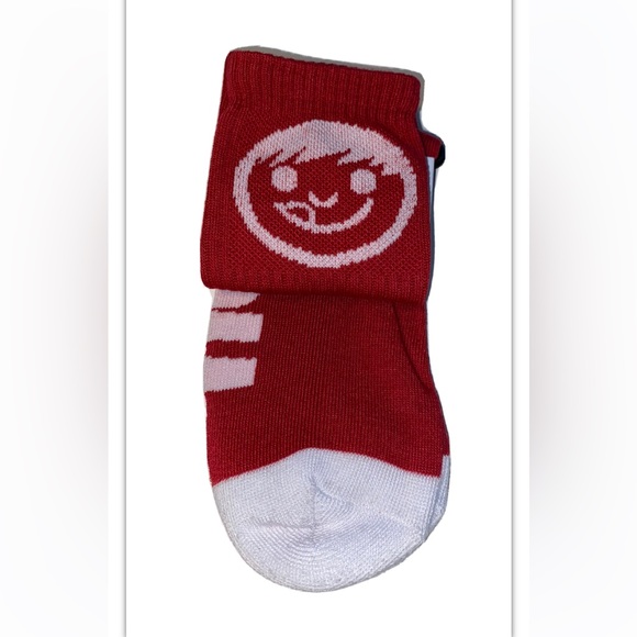 Neff Crew Socks 1 Pair Men 6.5-12 Red w/ White Face Logo Skate Snowboard BMX NEW - Picture 9 of 12